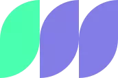 Icono de tres franjas verticales verdes y lilas